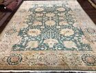 Egyptian Mahal Rug 10x14 Large Vintage Floral Handmade Wool Carpet Green Beige