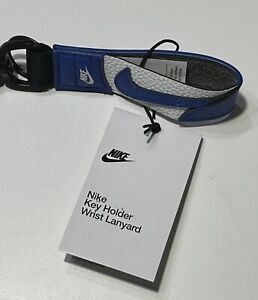 Nike Keychain Air Jordan Wrist Key Holder Lanyard Royal Blue White Leather Shoe