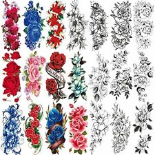 Sheets Large Flowers Temporary Tattoos for Women, Waterproof Fake Tattoos Ros