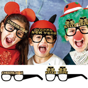6x 2024 Happy New Year Novelty Glasses Party Frame Props Fancy Dress Eyeglasses
