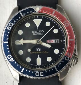 Vintage Seiko 7548-700F Mens Pepsi Bezel 150 Meter Divers Wristwatch Running