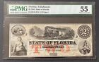 1863 $2 State of Florida, Tallahassee Obsolete Currency Note - PMG 55 AU Comment