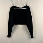 Jonathan Simkhai Womens Small Sweater Cardigan Black Rib Knit Crop Dolman 19744