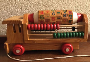 Vintage Abacus Truck Pull Toy Wooden Korea ? Military Rare Unusual L