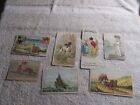 7 Antique Victorian Assorted Coffee Trade Cards Lot