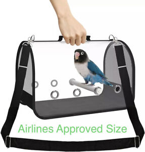 Portable Bird Carrier Travel Cage Pet Folding Transparent Bag Airline Approved