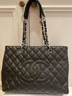 Chanel GST Grand Shopper Tote Handbag Black Caviar w/Silver Hardware