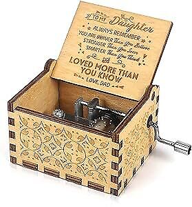 New ListingMusic Box Hand Crank Engraved Musical Box-U R My Sunshine Dad to Daughter 2