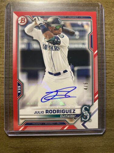 New Listing2021 Bowman Julio Rodriguez Red Auto /5