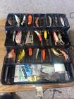 Vintage UMCO Fishing Tackle Box Full Of Lures Wood Etc No. 103A Light Aluminum