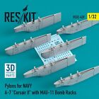 ResKit RS32-0439 Scale 1:32 Pylons for NAVY A-7 Corsair II with MAU11 Bomb Racks