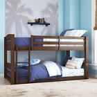 Low Profile Wooden Twin Floor Bunk Bed Frame Space Saver Furniture Mocha