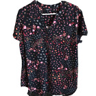 Torrid Short sleeve pink black floral top blouse plus Size 1 = 1X v-neck (BB6)