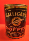 Vintage Halligan's One Pound Advertising Coffee Tin Can Davenport Iowa