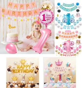 1st Birthday Party Decoration Set Multiple Theme Supplies Balloons Baby Shower