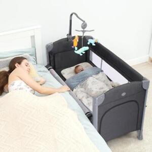3in1 Bedside Bassinet for Baby Bedside Sleeper with Wheels, Rotating Music Stand