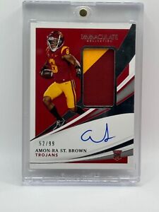 2021 Panini Immaculate Amon-Ra St Brown RPA ROOKIE PATCH AUTO /99 Collegiate