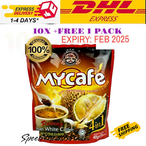 11 X NEW MYCAFE PENANG DURIAN WHITE COFFEE PREMIX 15 PACKETS X 40g - DHL EXPRESS