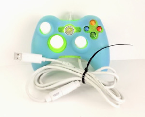 Xbox 360 Controller Wired Clear Florescent Green Blue Silicone Cover C8-1708