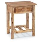 Bedside End Table Solid Wood Nightstand Rustic Pine Log Cabin Side Sofa Accent