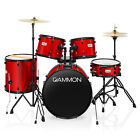 OPEN BOX - 5 PC Adult Drum Set - Red,  Percussion Kit w/ Stool & Stands