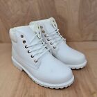 DADAWEN Women's Combat Boots Size 9.5 White Waterproof Casual Ankle Lace Up