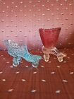 Lot Of 2 Vintage Lady's  Glass Roller Skate Collectible Toothpick Holder
