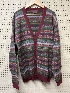 Vintage North Peak women wool knit Norway Cardigan Sweater XL womens