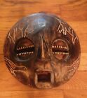 Authentic VTG Hand Carved Wood African Ghana Tribal Round Face Mask 10
