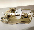 ZARA NEW WOMAN LOW-HEEL METALLIC SLINGBACK SHOES WITH BOW SHOES GOLD 2519/310