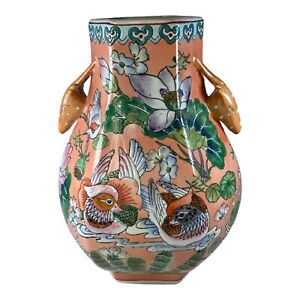 New ListingYongzheng Qing Chinese Antique Famille Porcelain Vase Gazelle Flowers Birds 12”