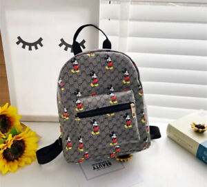Gray Adults Travel Mini Backpack Cute Mickey Mouse Purse women Ladies Bag Sling