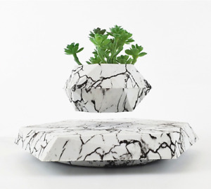 Marble Levitating Plant Pot - Magnetic Floating Bonsai Planter