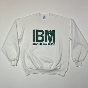 Vintage Irish Sweater Adult Extra Large White IBM Crewneck Irish by Marriage Men