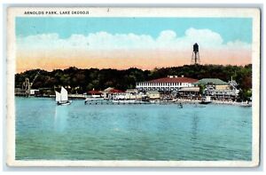 1934 View Of Sailboat And Dock Arnolds Park Lake Okoboji Iowa IA Posted Postcard