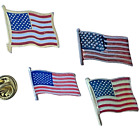 Lot Of 4 Gold Silver Tone American Flag Brooch Pins Stars & Stripes  Flag