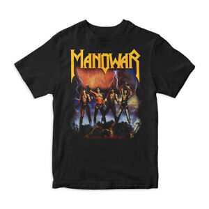 Vintage Manowar Fighting the World Black Cotton T-shirt EJ48361