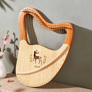 Wooden Mahogany Lyre Harp With Tuning Tool  Musical Instrument 19 Strings