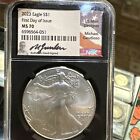 2023 AMERICAN SILVER EAGLE FIRST DAY OF ISSUE MICHAEL GAUDIOSO  SIGNED NGC MS 70