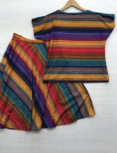 Vintage Charles Alan 2 Piece Skirt Set Size 16 Striped Flare Skirt ILGWU USA