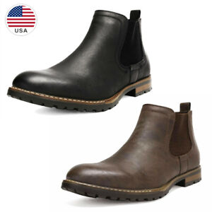 Men's Chelsea Ankle Boots Classic Dress Casual Elastic Slip On Shoes