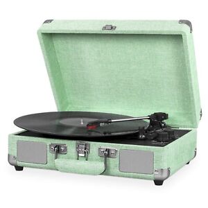 NEW  Vintage 3-Speed Bluetooth Portable Suitcase Record Player with Built-in