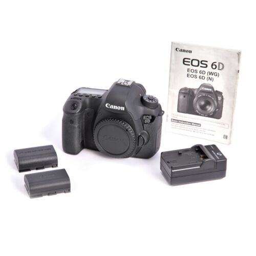 Canon EOS 6D 20.2MP Digital SLR DSLR Camera Body + 2 Batteries/Charger + Manual