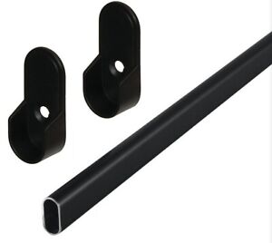 2 ProPack Premium Oval Wardrobe Closet Rod Tube with End Supports Black