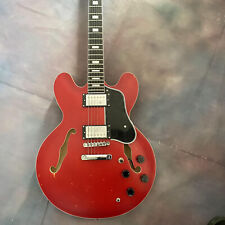 Matte finish red ES335 hollow electric Guitar Vintage relic Grade binding