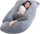 Jcickt Pregnancy Pillow J Shaped Full Body Pillow with Velvet Cover Grey Pillow