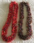 Hawaii Yarn Lei Necklace Lot of 2 Brown Red Multi Handmade EYELASH LEI