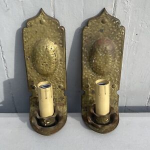 Antique Arts and Crafts Spanish S&A Brass Wall ￼ Sconces ￼ Lighting Must See