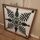 RARE NEW Pottery Barn EVE quilted Snowflake Gallery Picture Framed Wall Art Sign