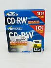CD High Speed Memorex 10-Pack Music CD-RW Discs 12X 700 MB/Mo 80min Blank NEW